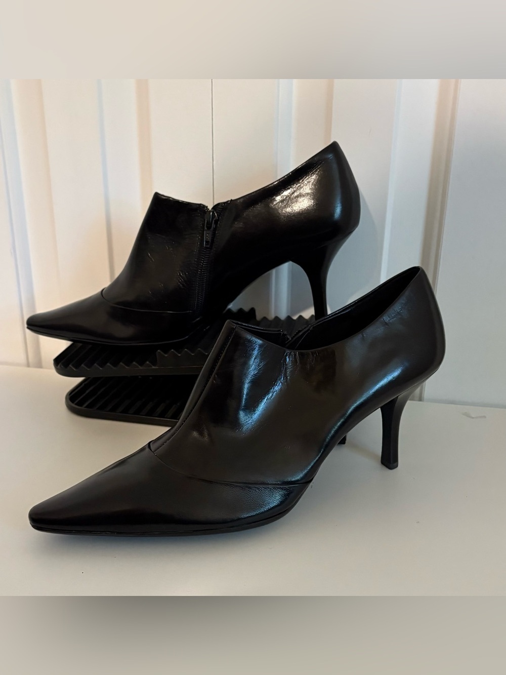 CALVIN KLEIN Black Faux Leather Heeled Shooties/Ankle Booties, Size 11, NWOT